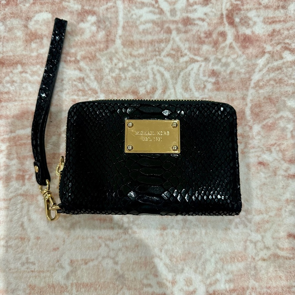 Michael Kors Black Clutch with Gold Hardware